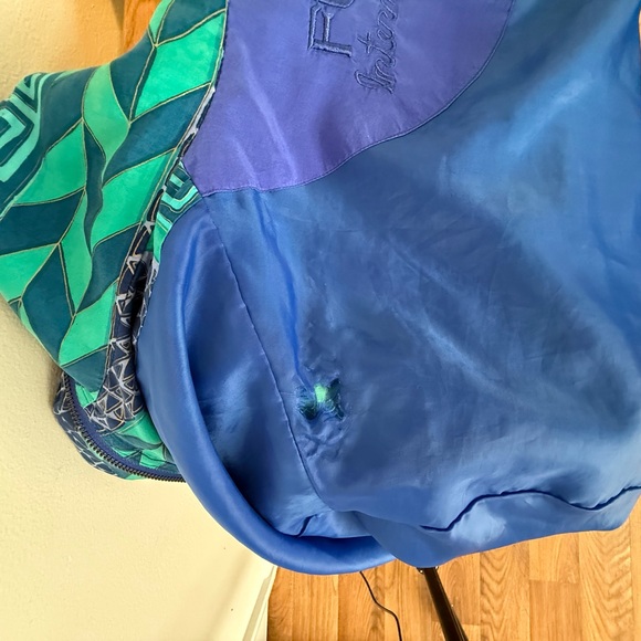 Patterned Blue and Green Bomber Jacket - Picture 5 of 6